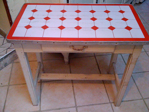 enamel top table